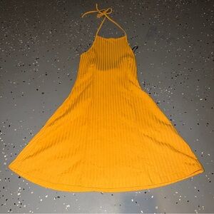 Forever 21 Yellow Ribbed Bodycon Halter Dress